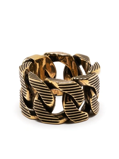 Alexander Mcqueen Gold Wide Band Ring With Engraved Logo
