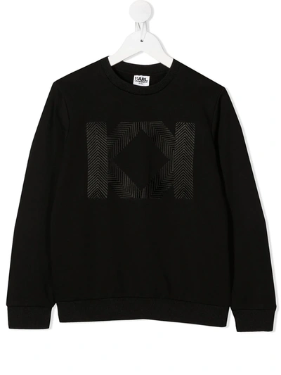 Karl Lagerfeld Kids' Logo Print Sweatshirt In Black