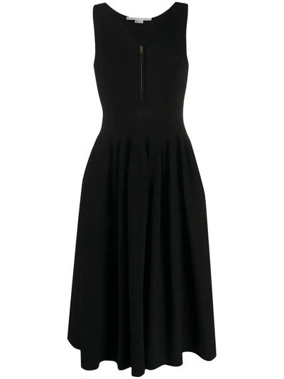 Stella Mccartney Front-zip Flared Dress In Black
