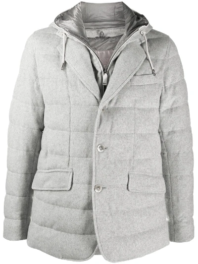 Herno Hooded Padded Coat In Grey