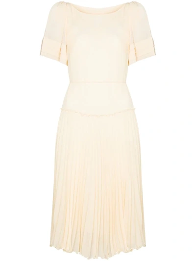 See By Chloé Pleated Georgette Dress In Neutrals