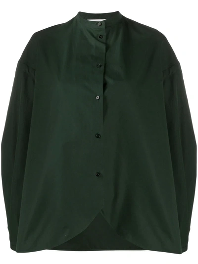 Jil Sander Curved-front Cotton Shirt In Green