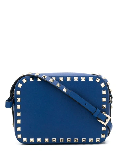 Valentino Garavani Rockstud Leather Crossbody Bag In Blue