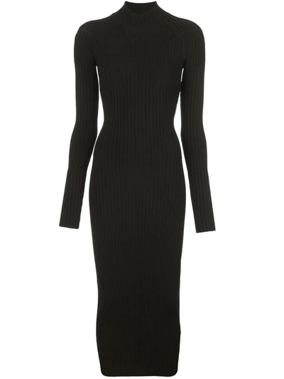Dion Lee Ribbed Twisted Back Dress In Black