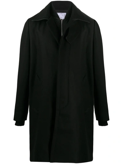 Sacai Single-breasted Coat - Atterley In Black