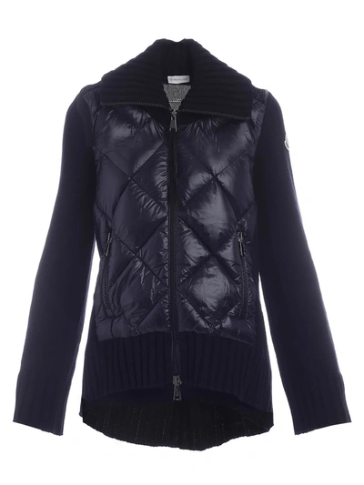 Moncler Black Cardigan Featuring Padded Detail