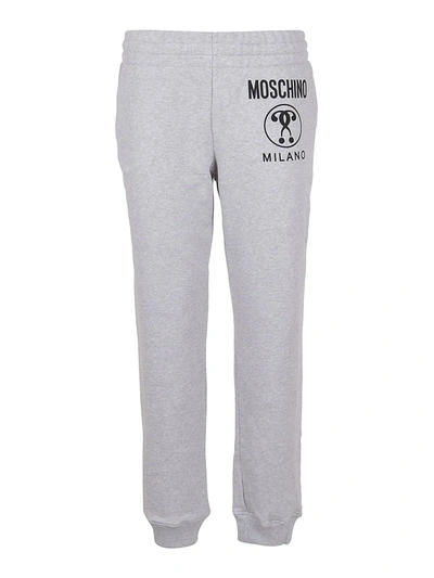 Moschino Logo Print Cotton Track Pants In Grey