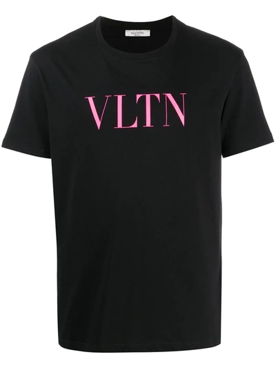 Valentino Black & Pink 'vltn' T-shirt In Multicolour
