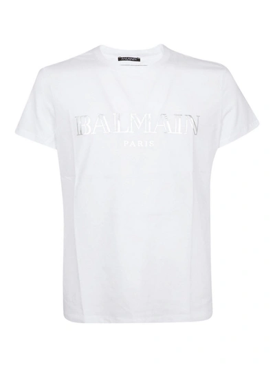 Balmain Logo Lettering T-shirt In White