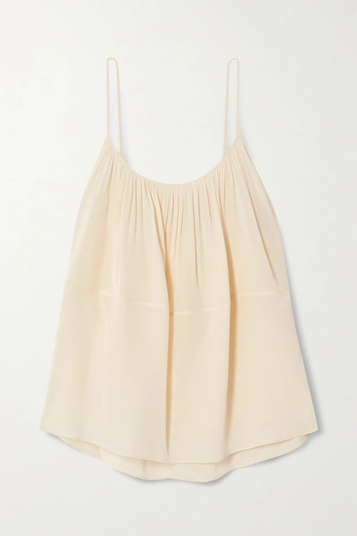 Chloé Gathered Silk-jacquard Camisole In Ivory