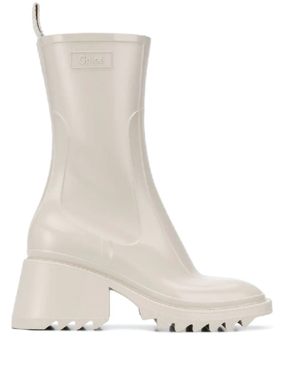 Chloé Betty 75mm Rain Boots In Beige