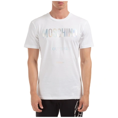 Moschino Men's Short Sleeve T-shirt Crew Neckline Jumper Logo In White