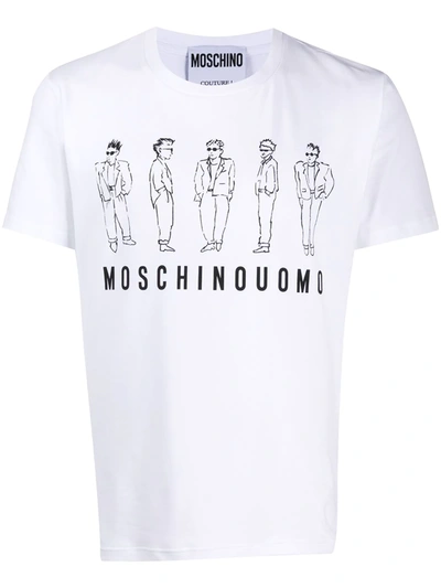 Moschino Men's Short Sleeve T-shirt Crew Neckline Jumper In White