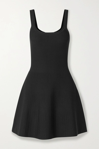 Theory Ribbed Stretch-knit Mini Dress In Black