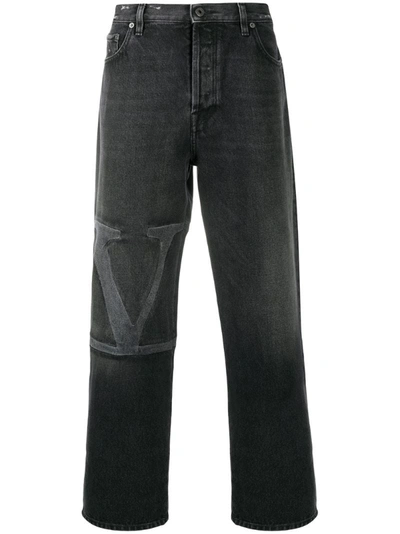 Valentino Vlogo Signature Straight Jeans In Black