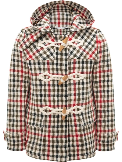 Jw Anderson Checked Rope-toggle Wool-blend Duffel Coat In Multi-colour