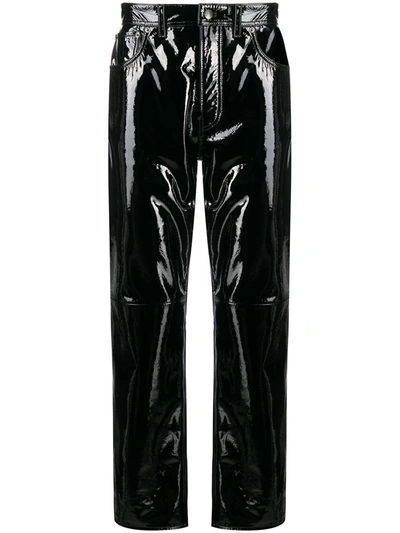 Acne Studios Leather Straight-leg Trousers In Black