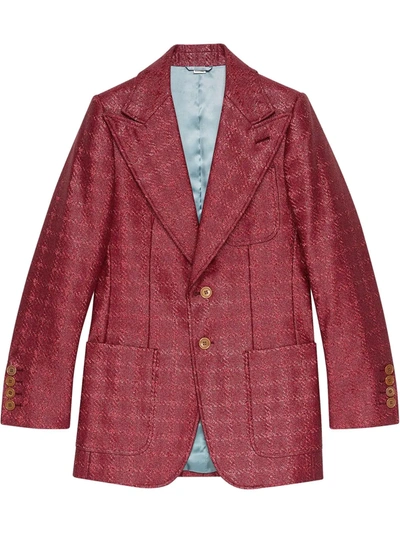 Gucci Check Cotton Lamé Jacket In Pink