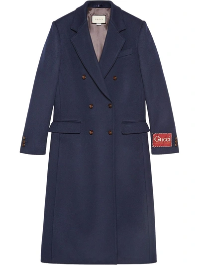 Gucci Double-breasted Coat In Blue