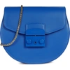 Furla Mini Metropolis Leather Saddle Bag In Bluette I