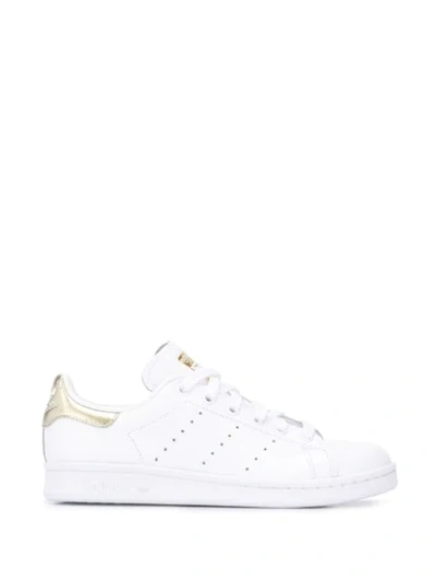 Adidas Originals Stan Smith Metallic-trimmed Leather Sneakers In White