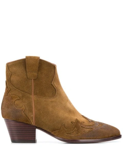 Ash Harlow 02 Texan Ankle Boots In Leather Color Suede