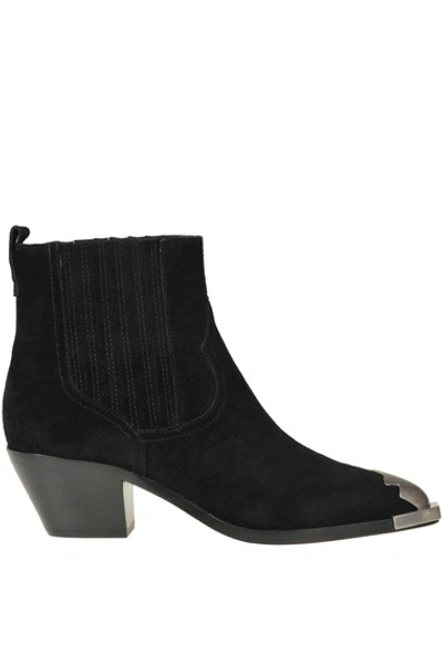 Ash Floyd 05 Texan Ankle Boots In Black Suede
