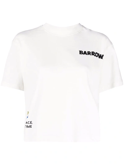 Barrow Cotton T-shirt With Maxi Rear Logo Print With Crystals In White