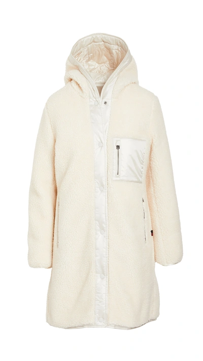 Woolrich Elm Faux Shearling Water Resistant Reversible Parka In White Stone