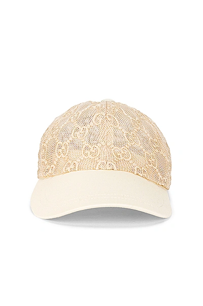 Gucci Gg Baseball Hat In Cream & Ivory