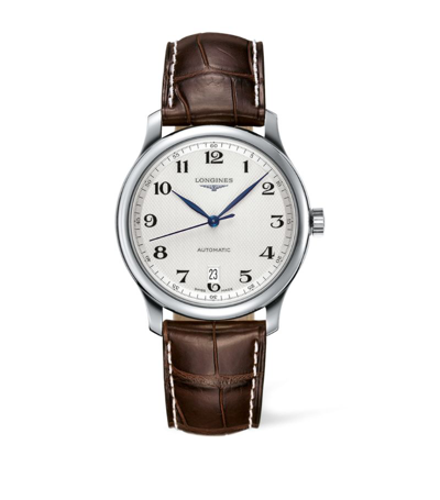 Longines Stainless Steel Master Collection Watch 38.5mm In Ivory/brown