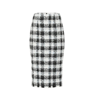 Alexander Mcqueen Checked Bouclé-tweed Midi Skirt In Black