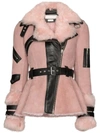 Alexander Mcqueen Leather-trimmed Shearling Biker Jacket In Pink