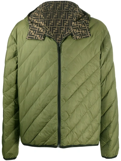 Fendi Reversible Quilted Jacket In Green