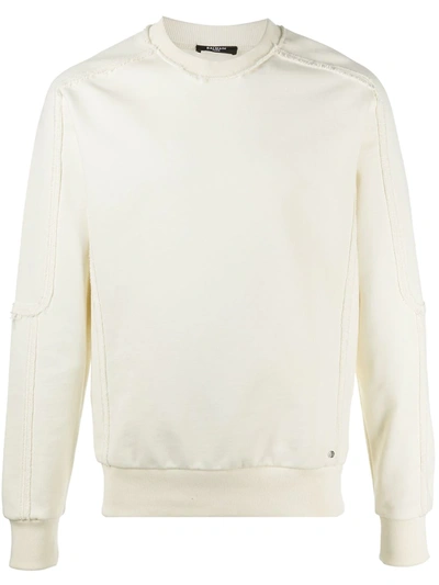 Balmain Frayed-edge Cotton Sweatshirt In Neutrals