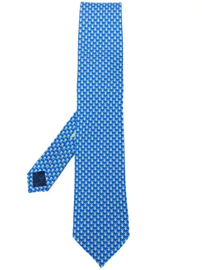 Ferragamo Marlon Printed Tie In Blue
