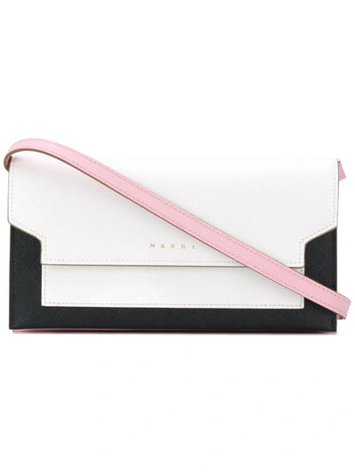 Marni Compartments Colour-block Leather Crossbody Bag In White