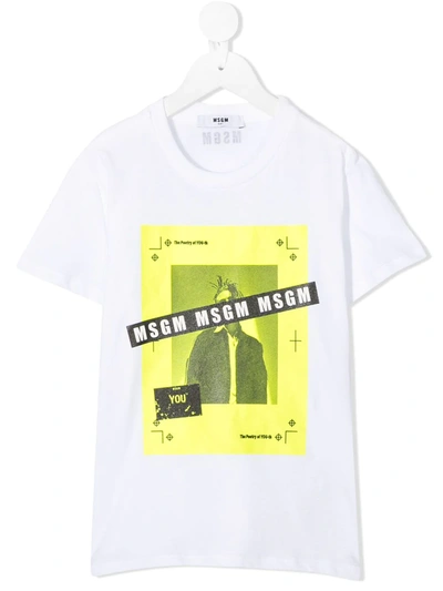 Msgm Teen T-shirt Mit Grafischem Print In White