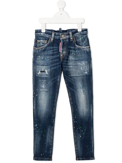 Dsquared2 Kids' Distressed Skinny Jeans In Blue