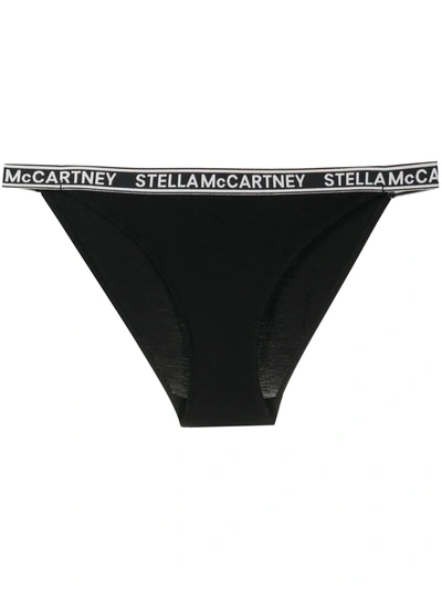 Stella Mccartney Jacquard Logo Bikini Bottoms In Black
