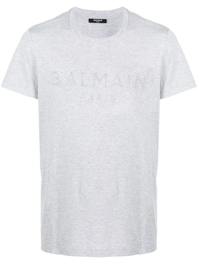 Balmain Debossed Logo T-shirt In Grey