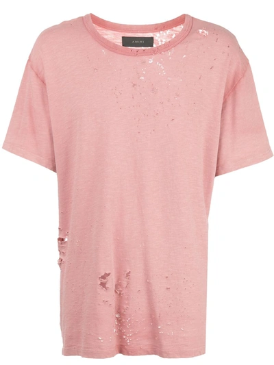 Amiri Washed Shotgun T-shirt In Pink