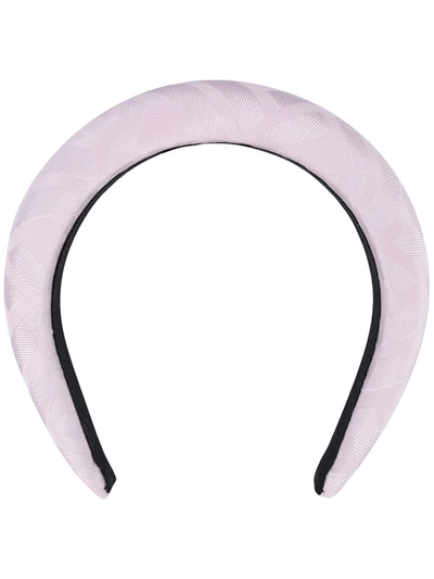 Fendi Ff Logo Jacquard Silk Padded Headband In Anemone