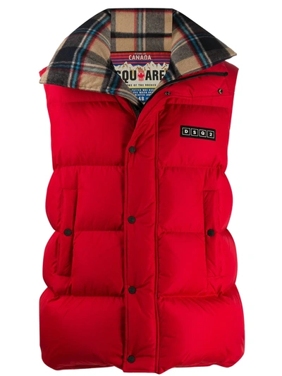 Dsquared2 Logo-patch Padded Gilet In Red