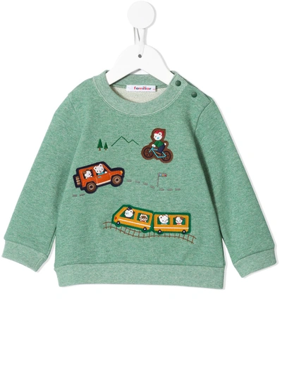 Familiar Kids' Embroidered Character Sweatshirt In Green