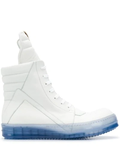 Rick Owens High Top Geobasket Sneakers In White
