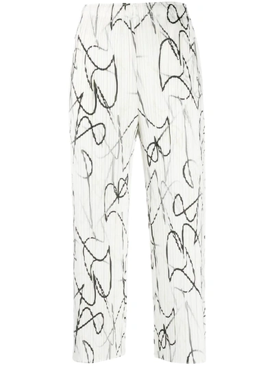 Issey Miyake Conductor Micro-pleated Cropped Trousers In White