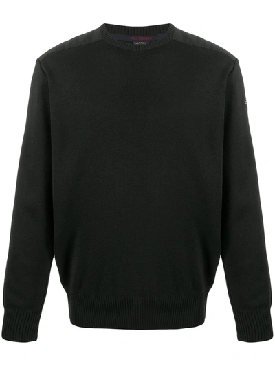 Paul & Shark Crew Neck Embroidered Logo Sweater In Black
