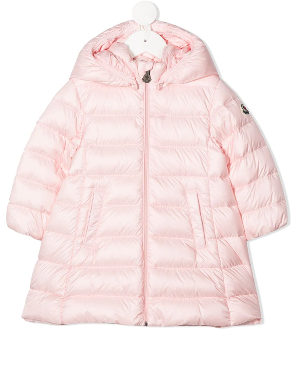 Moncler Pink Majeure Jacket For Baby Girl With Logo Patch | ModeSens