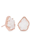 Kendra Scott Tessa Stone Stud Earrings In Iridescent Drusy/ Rose Gold